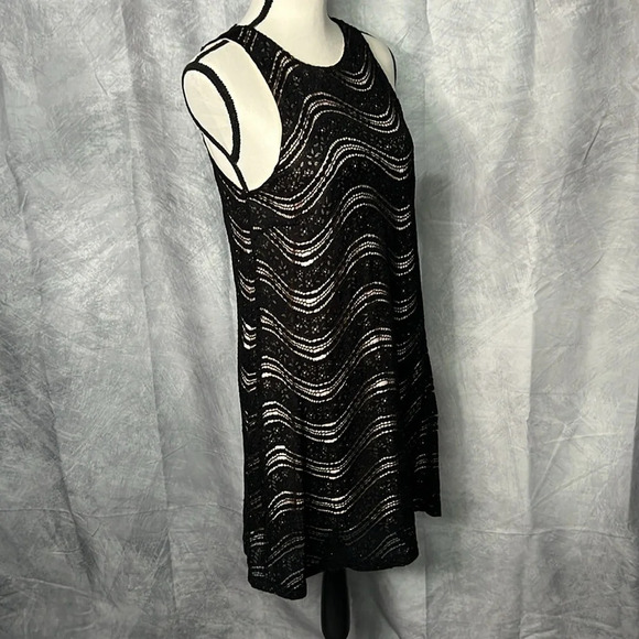 Speechless Black and Lace Beaded Overlay Sleeveless Swing Dress - Large - Picture 4 of 13